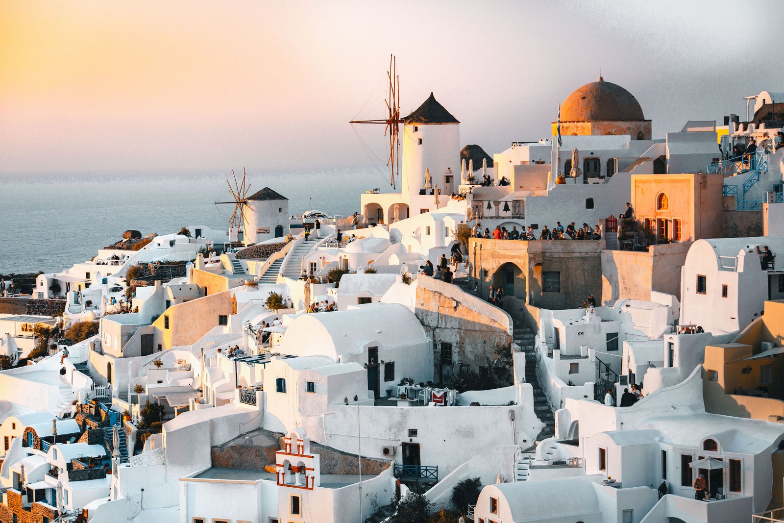 Whitewashed Greek island village